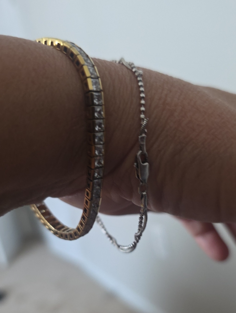 Vintage Gold Over 925 Silver Crystal Tennis Bracelet for Women